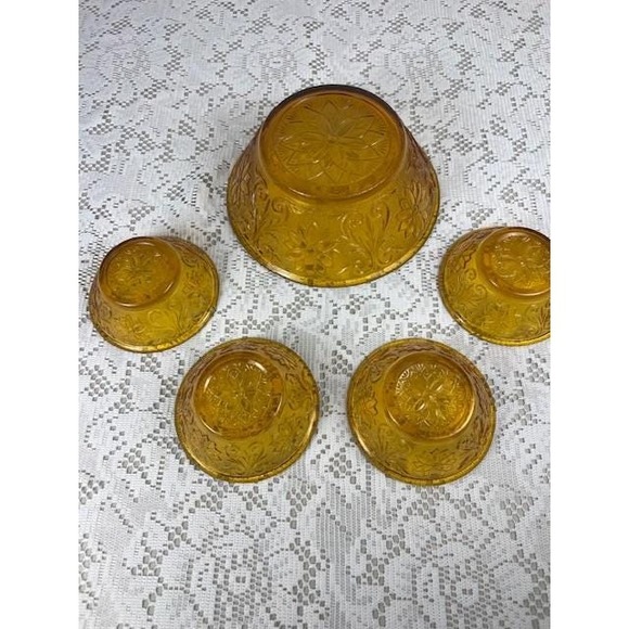 Vintage Amber Tiara Indiana glass large and small bowls serving‎ set mid century - Picture 7 of 16